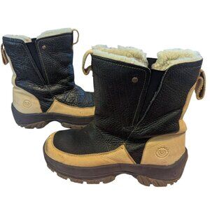 Ulu Tupik Shearling-Lined Pebbled Bison Leather Boots Brown Men's Size 10